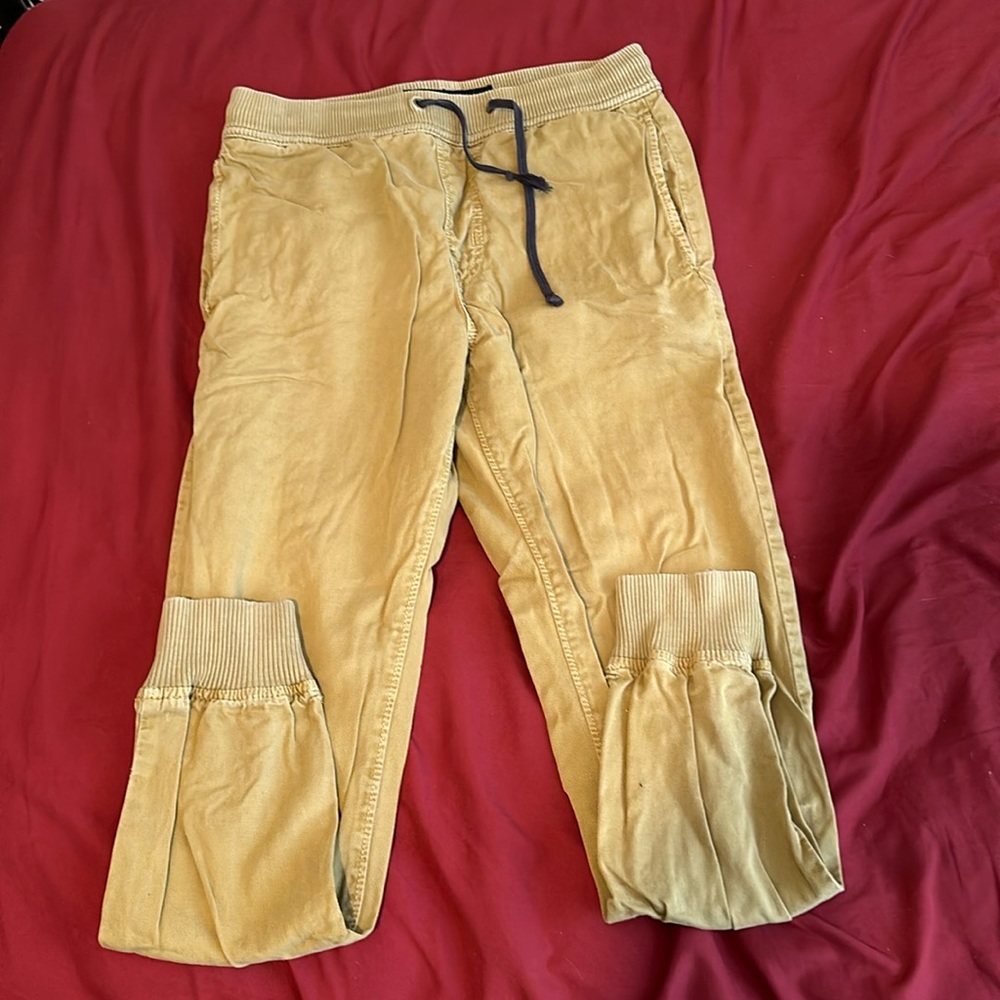 Tan pair of parachute pants by American Eagle